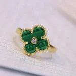 [VCA]CLOVER MALACHITE RING GOLD DIAMOND - Image 4
