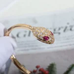 [BV]SERPENTI BRACELET PINK GOLD DIAMOND DOUBLE SNAKE - Image 3