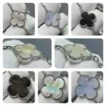 [VCA]CLOVER 16 MOTIF CHALCEDONY MOP SILVER NECKLACE - Image 8