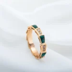 [BV]SERPENTI RING PINK GOLD MALACHITE DIAMOND 3MM - Image 2