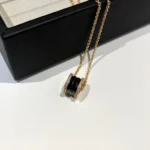 [BV]ZERO 1 BLACK CERAMIC DIAMOND GOLD NECKLACE - Image 4
