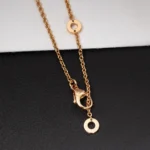 [BV]ZERO 1 WHITE CERAMIC PINK GOLD DIAMOND NECKLACE - Image 7
