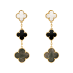 [VCA]CLOVER 3 MOTIF MOP ONYX DARK MOP GOLD EARRINGS