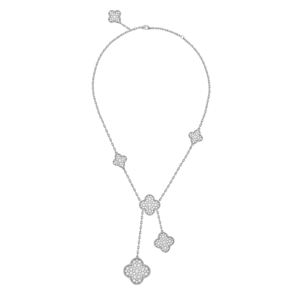 [VCA]CLOVER 6 MOTIF DIAMOND PAVED NECKLACE
