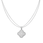 [VCA]CLOVER 25MM SILVER FULL DIAMOND BIG CLOVER NECKLACE
