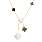 [VCA]CLOVER 6 MOTIF MOP ONYX GOLD NECKLACE - Image 3