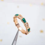 [BV]SERPENTI RING PINK GOLD MALACHITE DIAMOND 3MM - Image 10