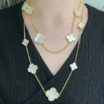 [VCA]CLOVER 16 MOTIF WHITE MOP GOLD NECKLACE - Image 3