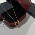 [CA]LOVE NECKLACE DOUBLE RING PINK GOLD - Image 6