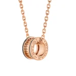 [BV]ZERO 1 ROCK PEDANT PINK GOLD BLACK NECKLACE