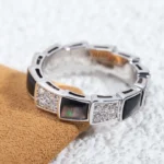 [BV]SERPENTI RING SILVER DIAMOND BLACK MOP 4MM - Image 7
