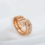[BV]SERPENTI RING GOLD DIAMOND DOUBLE ROW - Image 5