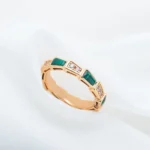 [BV]SERPENTI RING PINK GOLD MALACHITE DIAMOND 3MM - Image 5