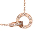 [CA]LOVE 7.6MM NECKLACE ROSE GOLD AND SILVER  FULL DIAMOND - Image 5