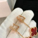 [VCA]CLOVER 2 MOTIF  LASER CARNELIAN EARRINGS - Image 4