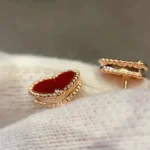 [VCA]HEART CARNELIAN STUD EARRINGS - Image 2