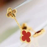 [VCA]CLOVER  2 MOTIF  TIGER EYE CARNELIAN EARRINGS - Image 3