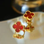 [VCA]CLOVER MEDIUM 1 MOTIFS CARNELIAN  EARRINGS - Image 6