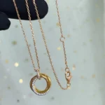 [CA]TRINITY NECKLACE SILVER GOLD PINK GOLD DIAMONDS - Image 4