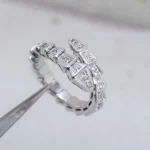 [BV]SERPENTI RING SILVER DIAMOND PAVED 4MM - Image 2