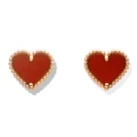 [VCA]HEART CARNELIAN STUD EARRINGS