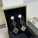 [VCA]CLOVER 3 MOTIF MOP ONYX DARK MOP GOLD EARRINGS - Image 8