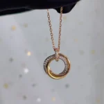 [CA]TRINITY NECKLACE SILVER GOLD PINK GOLD DIAMONDS - Image 6