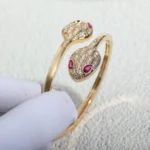 [BV]SERPENTI BRACELET PINK GOLD DIAMOND DOUBLE SNAKE - Image 2
