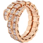 [BV]SERPENTI RING GOLD DIAMOND DOUBLE ROW
