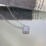 [VCA]CLOVER 15MM BLUE CHALCEDONY NECKLACE SILVER - Image 7