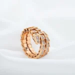 [BV]SERPENTI RING GOLD DIAMOND DOUBLE ROW - Image 3