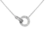 [CA]LOVE 7.6MM NECKLACE ROSE GOLD AND SILVER  FULL DIAMOND - Image 7