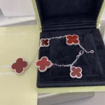 [VCA]CLOVER 5 MOTIFS SIVLER CARNELIAN BRACELET - Image 2