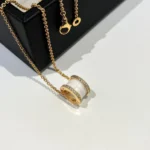 [BV]ZERO 1 WHITE CERAMIC DIAMOND GOLD NECKLACE - Image 4