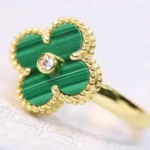 [VCA]CLOVER MALACHITE RING GOLD DIAMOND - Image 3