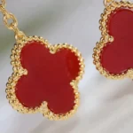 [VCA]CLOVER  2 MOTIF  TIGER EYE CARNELIAN EARRINGS - Image 7