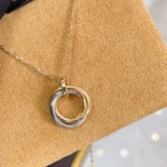 [CA]TRINITY NECKLACE SILVER GOLD PINK GOLD DIAMONDS - Image 8