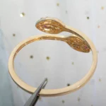 [BV]SERPENTI BRACELET PINK GOLD DIAMOND DOUBLE SNAKE - Image 6