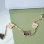 [VCA]CLOVER 5 MOTIFS DARK MOP AND DIAMONDS PINK GOLD BRACELET - Image 5