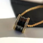 [BV]ZERO 1 BLACK CERAMIC DIAMOND GOLD NECKLACE