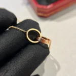[CA]LOVE NECKLACE DOUBLE RING PINK GOLD - Image 2