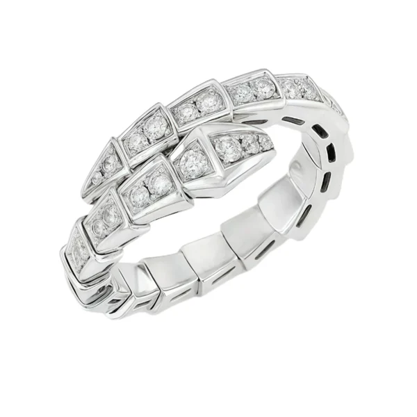 [BV]SERPENTI RING SILVER DIAMOND PAVED 4MM