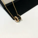 [BV]ZERO 1 BLACK CERAMIC DIAMOND GOLD NECKLACE - Image 6
