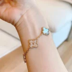 [VCA]CLOVER 5 MOTIFS DARK MOP AND DIAMONDS PINK GOLD BRACELET - Image 7
