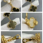 [VCA]CLOVER 3 MOTIF MOP ONYX DARK MOP GOLD EARRINGS - Image 9