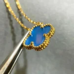 [VCA]CLOVER 15MM BLUE AGATE NECKLACE - Image 6