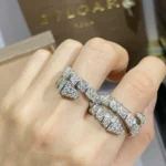 [BV]SERPENTI RING SILVER DIAMOND PAVED - Image 2
