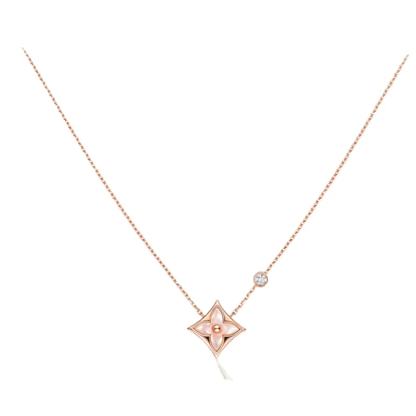 [LV]STAR PINK MOP 1 DIAMOND GOLD NECKLACE
