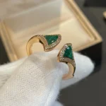 [BV]DREAM MALACHITE DIAMOND OPEN RING - Image 4