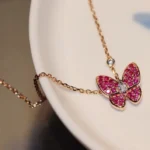 [VCA]BUTTERFLY RED DIAMOND ROSE GOLD NECKLACE - Image 7